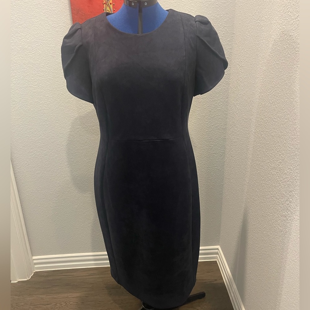 Suede-like navy dress